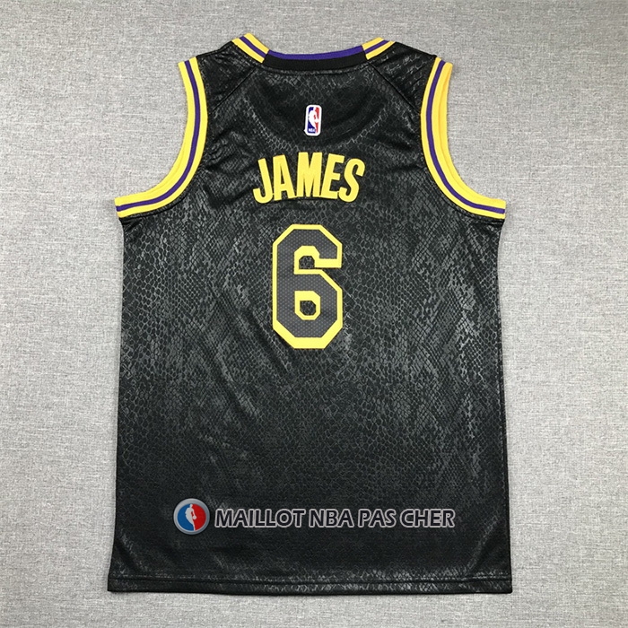 Maillot Enfant Los Angeles Lakers LeBron James NO 6 Mamba 2021-22 Noir